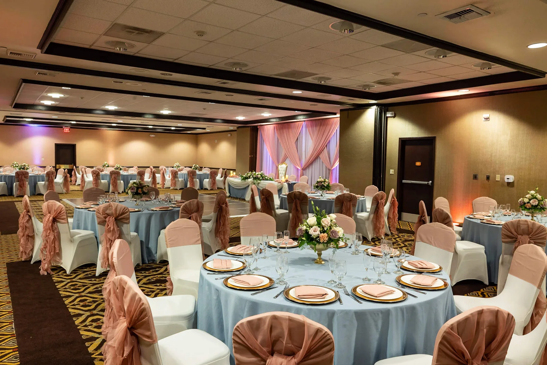 Hotel Lulu ballroom set for a celebration